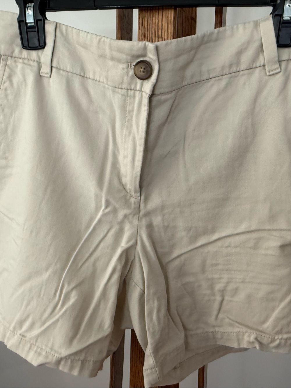 LOFT Cream Button-Front Bermuda Shorts